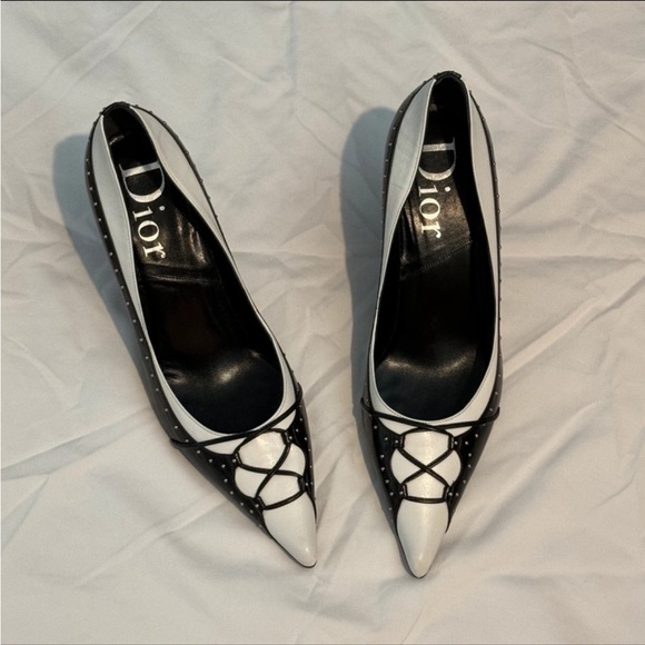 Dior leather black and white corset pointed heels - Picture 2 of 6